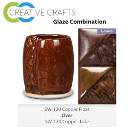 Copper Float SW129 over Copper Jade SW130 Stoneware Glaze Combination
